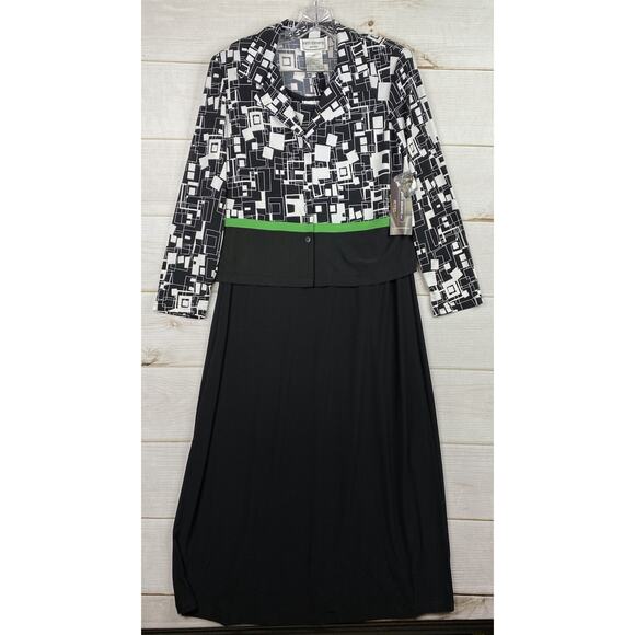 Karen Stevens Dress Women 14P Tank Dress & Jacket Geometric Slit Stretch NWT - Picture 1 of 11